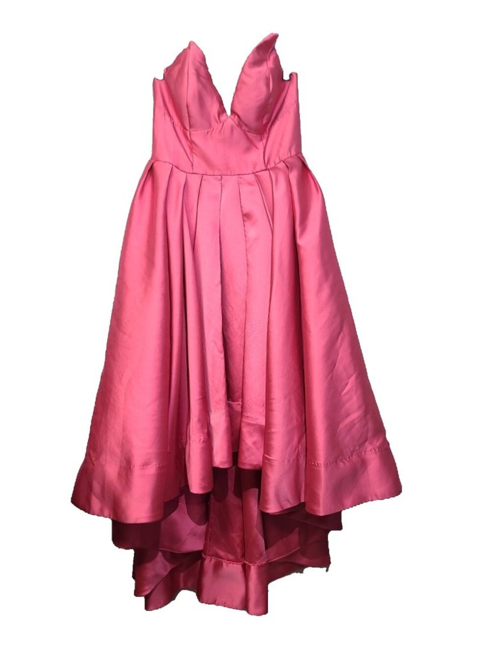 Hutch Sabrina Strapless V-Neck Pleated High-Low Gown Size 10 Pink